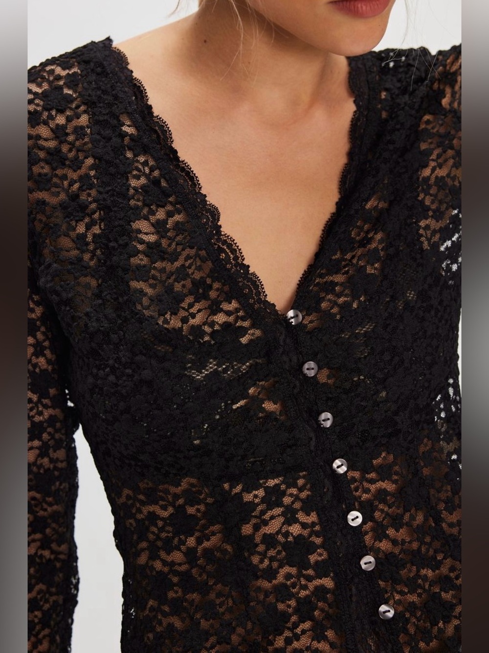 Free People ~ Lara Lace Top ~ S ~ Black ~ NWT** - Picture 10 of 12